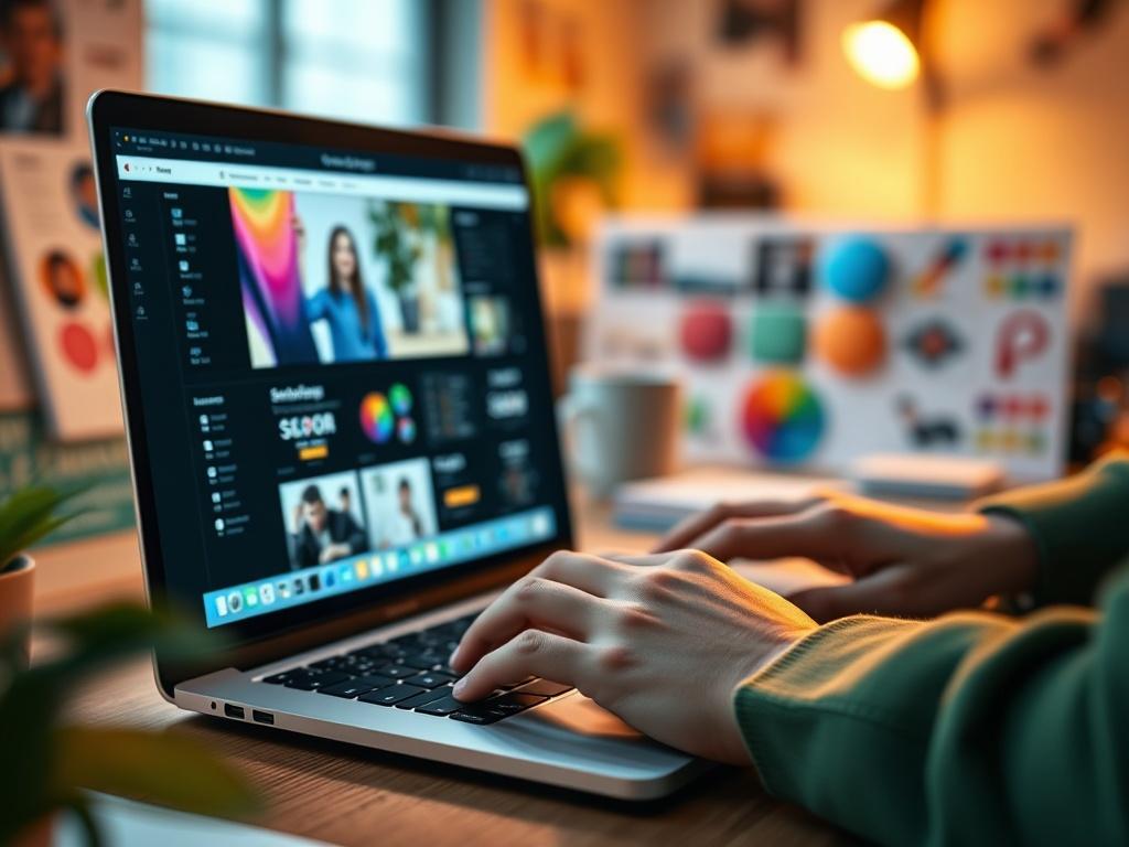 A realistic high resolution of a focused digital workspace, showcasing
