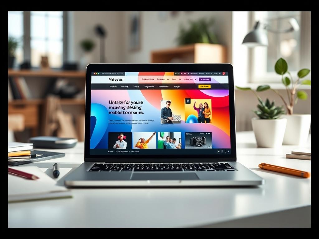 A beautifully designed modern website displayed on a laptop screen,