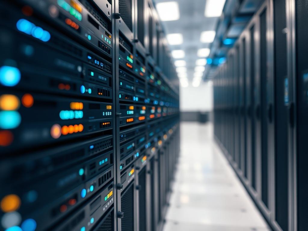 A close up image of a server rack in a